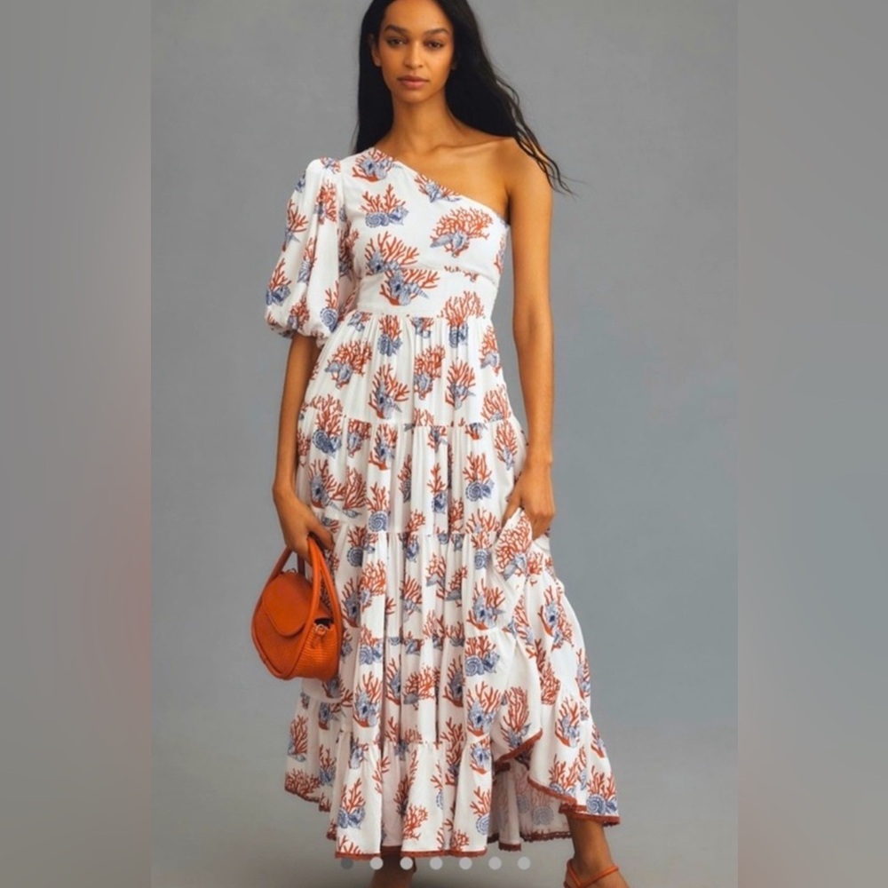 Anthropologie Priya Israni Puff One-Shoulder Maxi Dress *small flaw - Picture 2 of 9